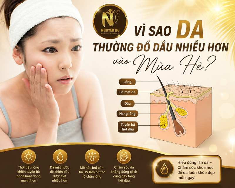 Vì Sao Da Thường Đổ Dầu Nhiều Hơn Vào Mùa Hè? Nguyên Nhân Và Cách Kiểm Soát Hiệu Quả 1 Vì Sao Da Thường Đổ Dầu Nhiều Hơn Vào Mùa Hè?