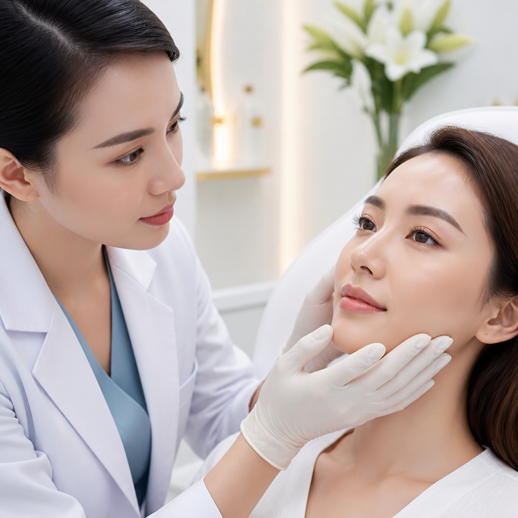 Bác sĩ thẩm mỹ đang tư vấn cho khách hàng về các tiêu chí làm đẹp