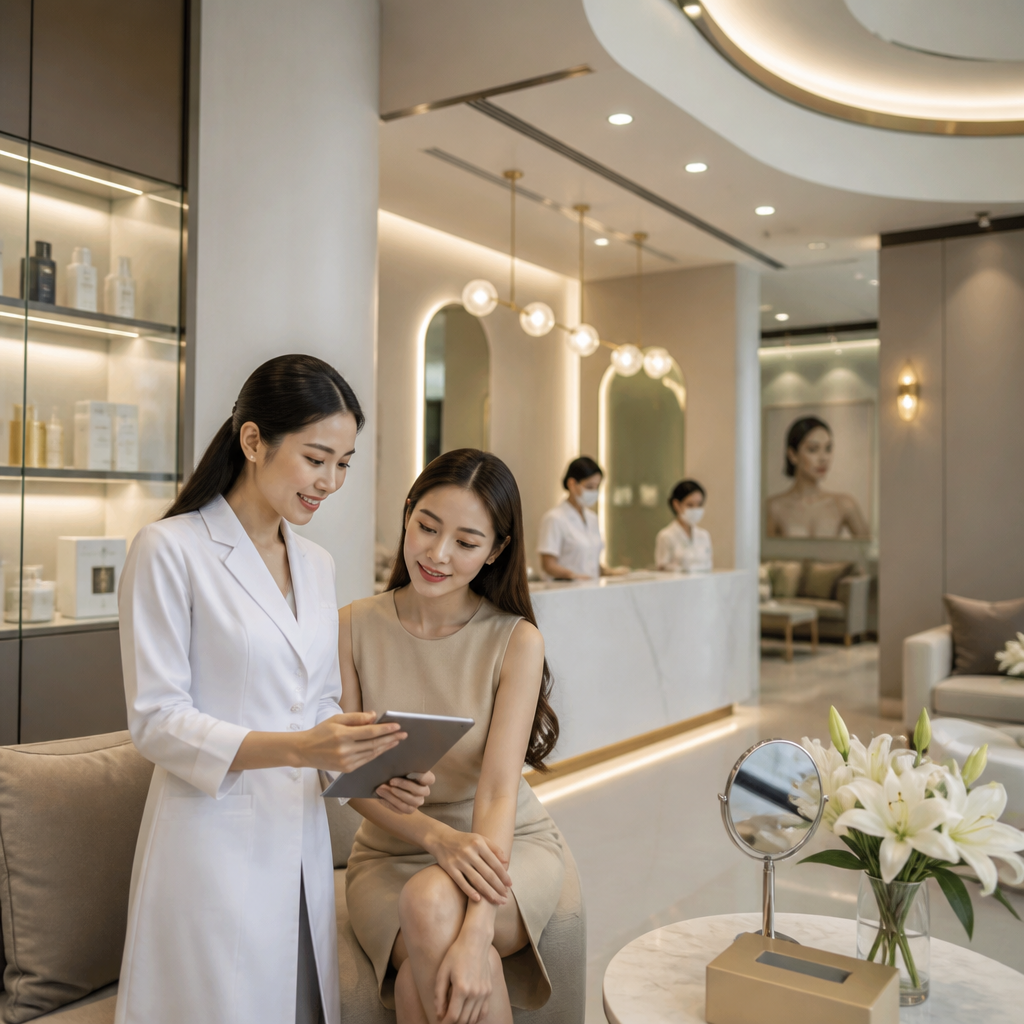 Không gian phòng khám thẩm mỹ hiện đại với trang thiết bị tiên tiến