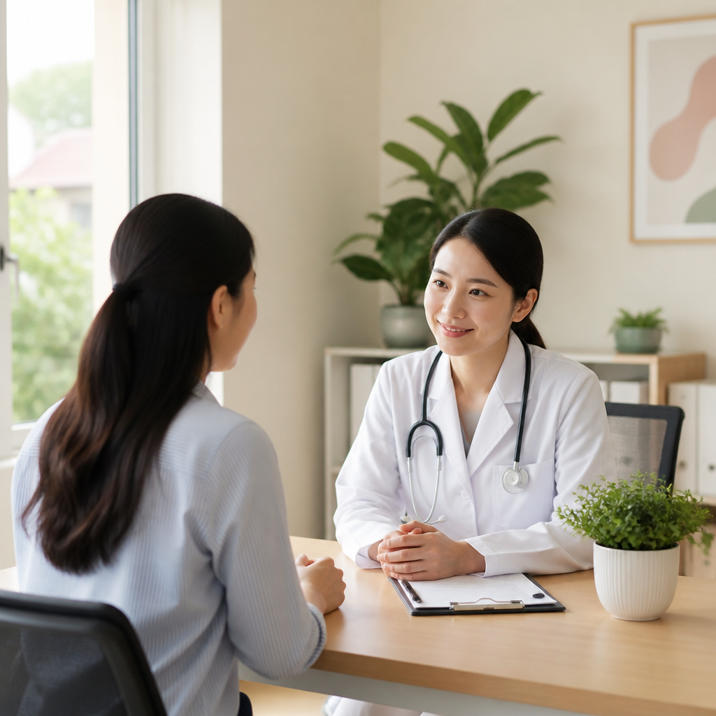 Bác sĩ đang tư vấn cho khách hàng về các dịch vụ thẩm mỹ